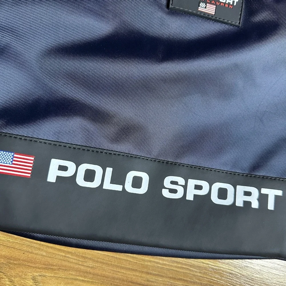 Vintage Polo Sport Ralph Lauren Messenger Bag Crossbody USA Flag Shoulder Navy